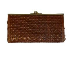Vtg Women BALLY Woven Leather Brown Wallet Made in Italy Clutch Handbag Weave image 3
