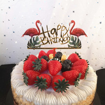 1pcs Flamingo Happy Birthday Cake Topper Summer Tropical Luau Party Birt... - $8.10