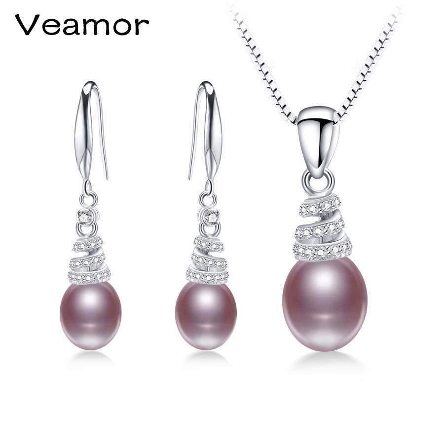 925 Sterling Silver Water Drop Pendant &Necklace Earrings