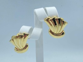 Vintage Monet Clip On Earrings in Polished Gold Tone - $18.95
