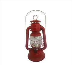 Red Lantern with Loop Hanger and Handle LED Metal & Glass 11" High Hanging image 1