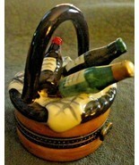 Vintage Collectible wine basket hinged lid trinket box 2.5&quot;&quot; - £32.94 GBP
