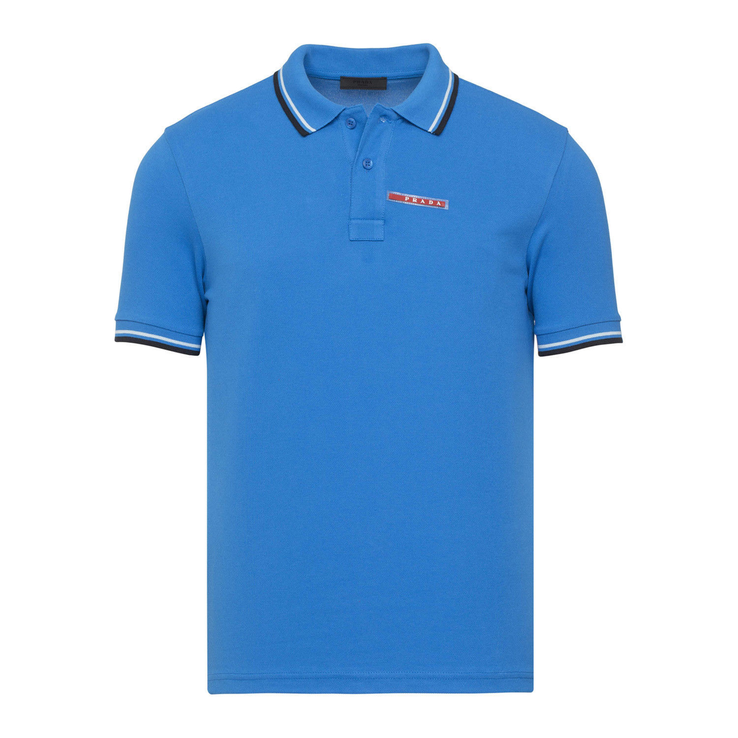 Image of BRAND NEW MENS PRADA TURQUOISE SIGNATURE COTTON POLO SHIRT
