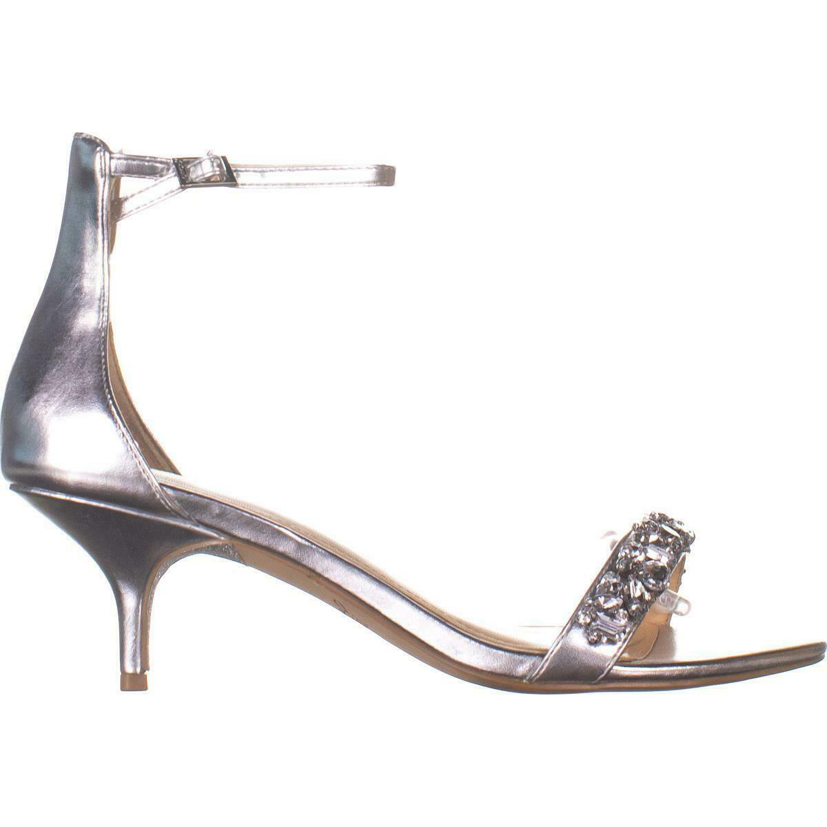 Jewel Badgley Mischka Dash Kitten Heel Sandals 652, Silver, 8.5 US ...