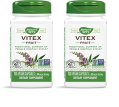 Nature's Way Vitex Fruit  400mg 2X100 Caps Traditional Support of Female Cycle - $27.17