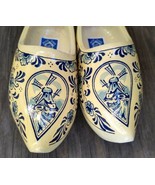 Vintage JUNORA Holland Dutch Yellow &amp; Blue Wooden Shoes Clogs 13 cm 20/21 - $19.99