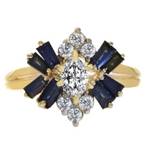 0.40 Carat Sapphire & 0.40 Carat Diamond Vintage Ring 14K Yellow Gold - $593.01