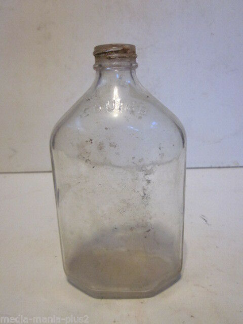 VINTAGE SQUIBB MINERAL OIL CLEAR GLASS BOTTLE EMPTY - Other