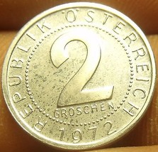 Prueba Austria 1972 2 Groschen ~ Sólo 81,000 Menta ~ Imperial Águila - $3.89