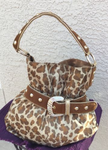 Large Kathy Van Zeeland Tan Brown Gold And 20 Similar Items Large Kathy Van Zeeland Tan Brown Gold Cheetah Leopard Print Handbag Tote Purse