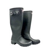 Hunter Rain Boots Size 7 Black Rubber Pull On 1 inch Heel 14 inch Shaft EUC - $64.35
