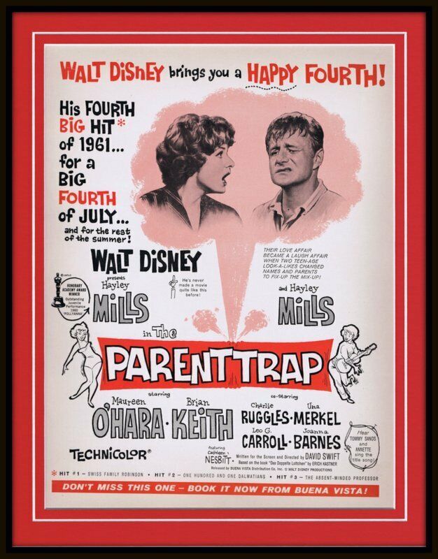 Primary image for ORIGINAL 1961 Disney Parent Trap Branded 11x14 Framed Advertisement Hayley Mills