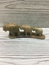 Hand Carved Elephant Family Figurine Marble Stone Hand Made In India Ele... - $11.87
