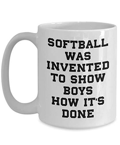 PixiDoodle Women's Softball Player Fan Girls Are Better Coffee Mug (15 oz, White