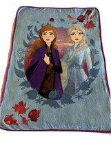 Disney Frozen Reversible Plush Throw Blanket Anna Elsa Border Movie Ligh... - $49.49