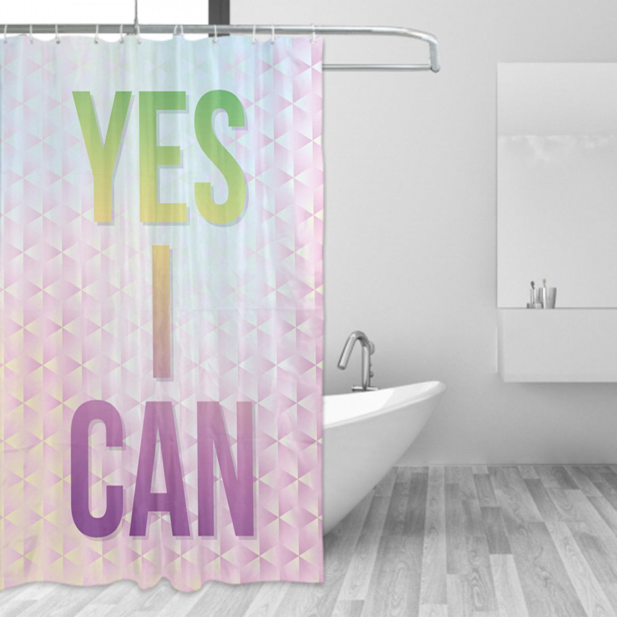 Yes I Can Words Shower Curtain Shower Curtains