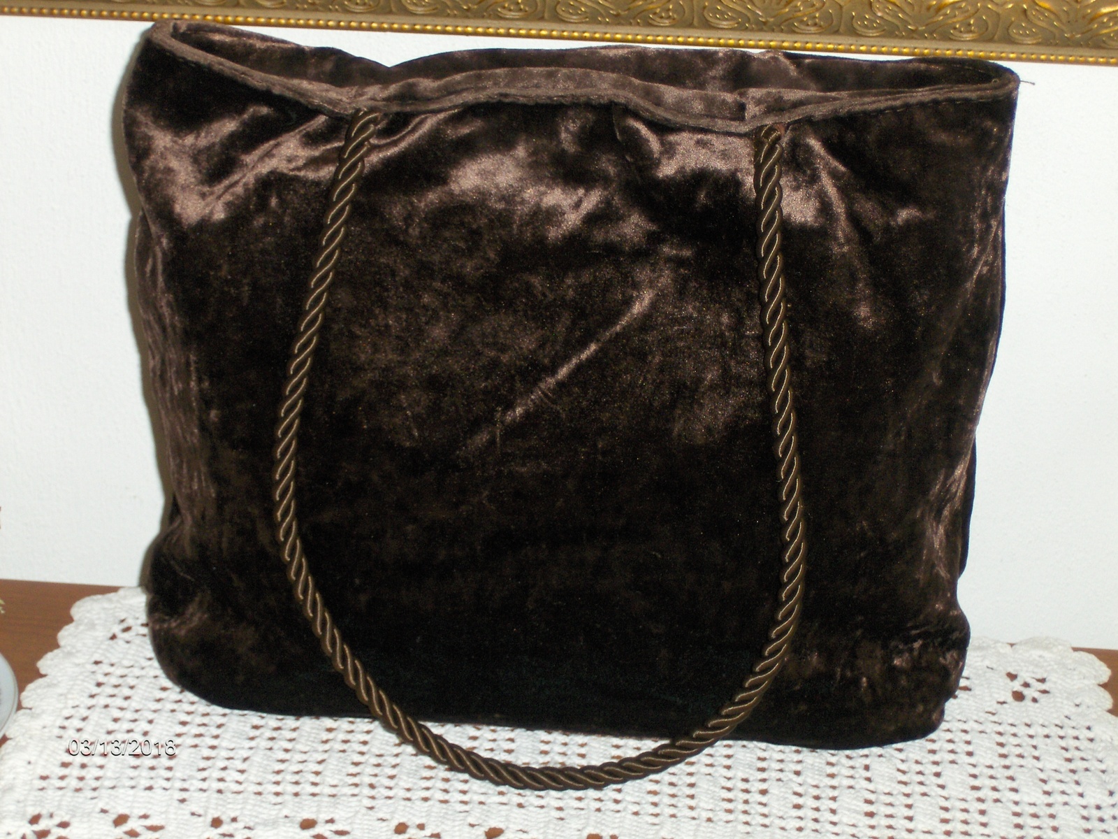 Maurizio Taiuti Satchel Handbag Tote Bag Shopper Brown Purse Velvet