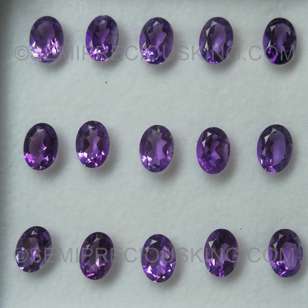 Natural Amethyst African Oval Facet Cut 7X5mm Heather Purple Color SI1 Clarity L