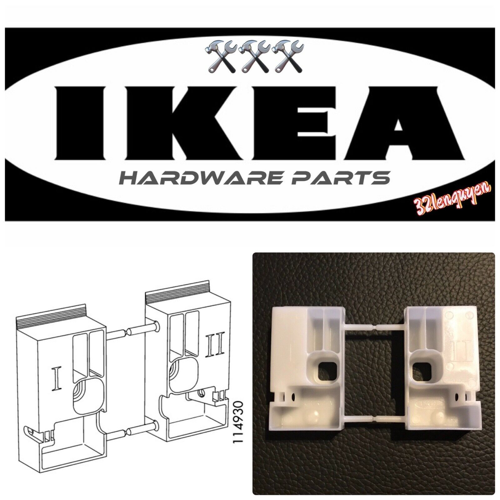 Ikea Besta 114930 Pair, Plastic Box Corner Part, Wall AntiTip Bracket