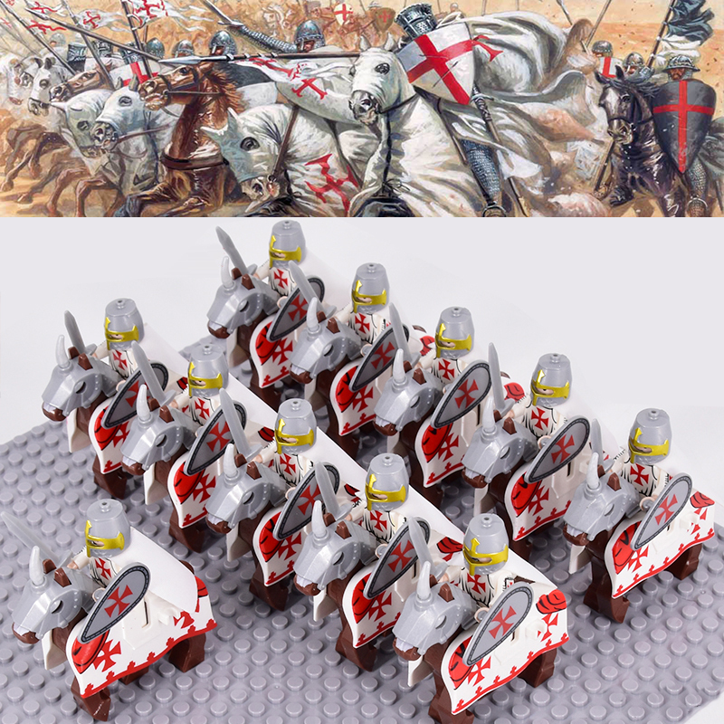 22PCS Medieval The Crusaders Teutonic Knights Templar Horse Army Minifigures Toy