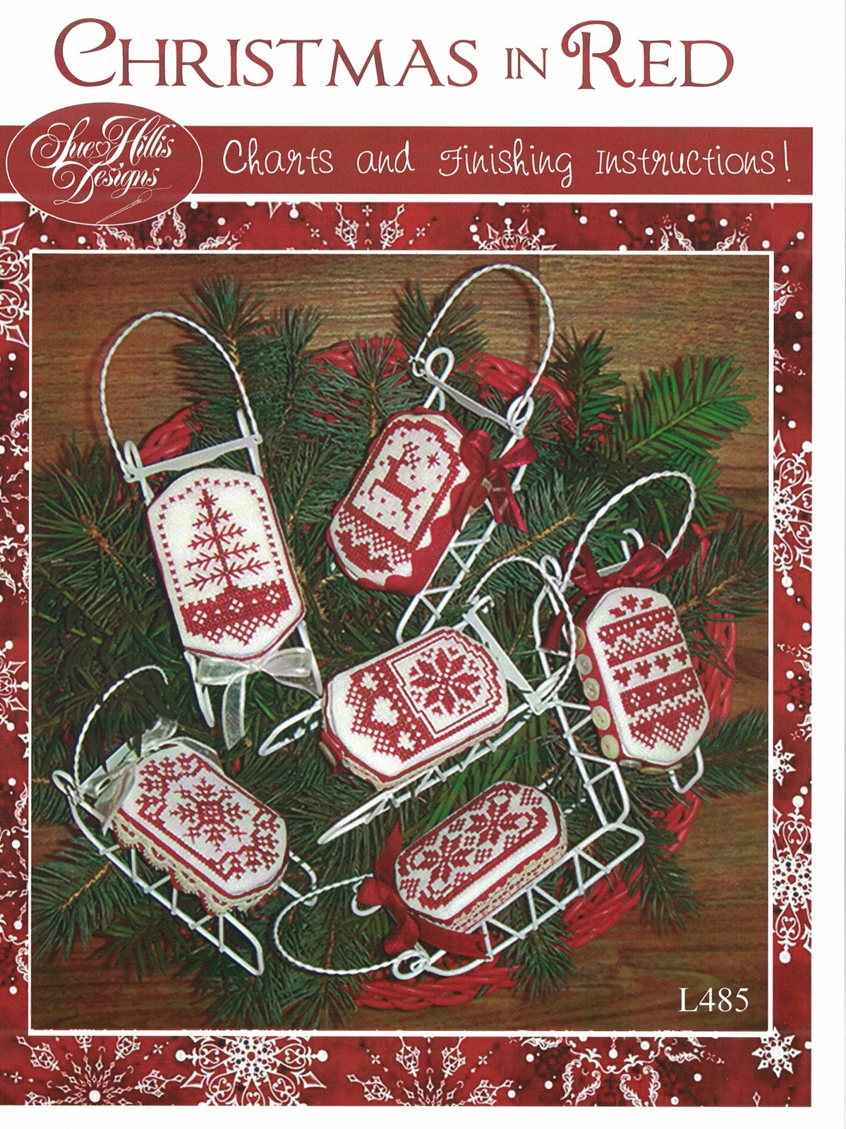 Primary image for Christmas In Red sleds cross stitch chart Sue Hillis Designs 