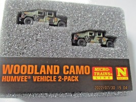 Micro-Trains # 49945954 Woodland Camo Humvee Vehicle 2-Pack. N-Scale image 1
