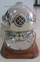 NauticalMart Chrome Finish Mark V US Navy Scuba Diving Deep Sea Divers Helmet