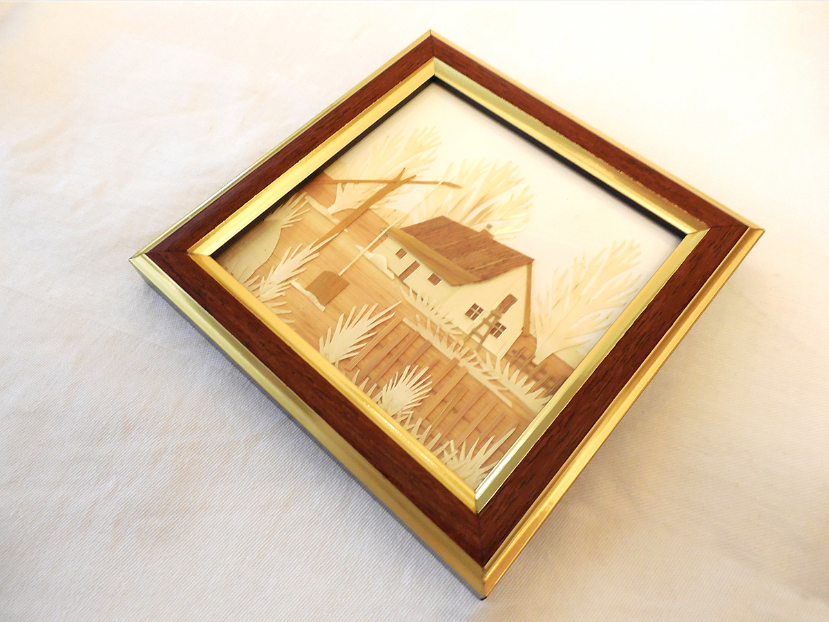 Handmade 3D Wheat Straw Picture of a Cottage Other Crafts