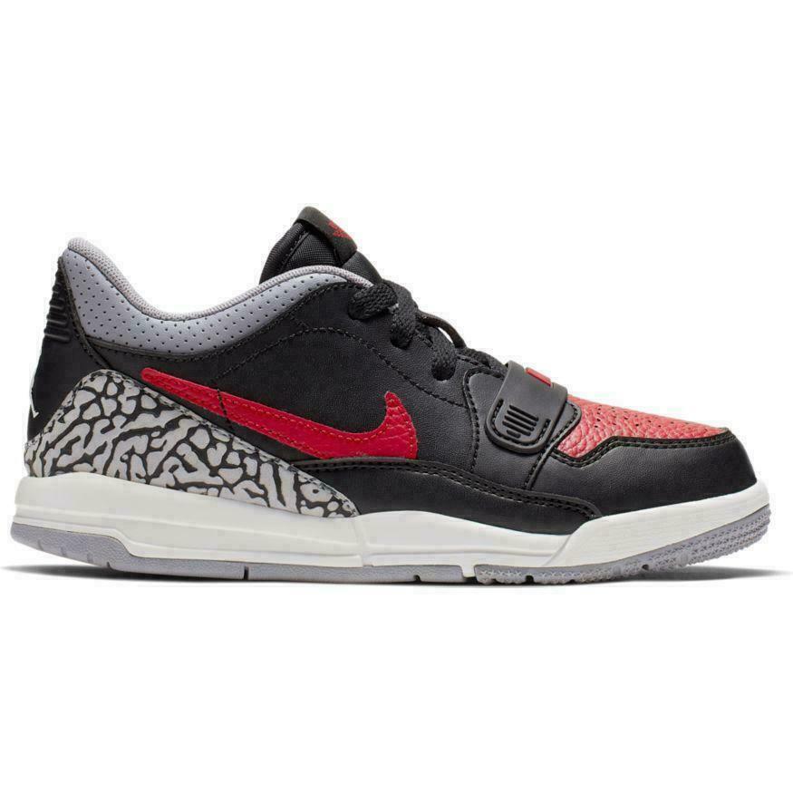 Nike Jordan Legacy 312 Low (PS) Black Red Bred Cement Kids Sneakers CD9055 006
