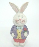 Easter Bunny Rabbit Figurine Purple Suit Coat Red Pants Yellow Vest 5&quot; S... - $7.51