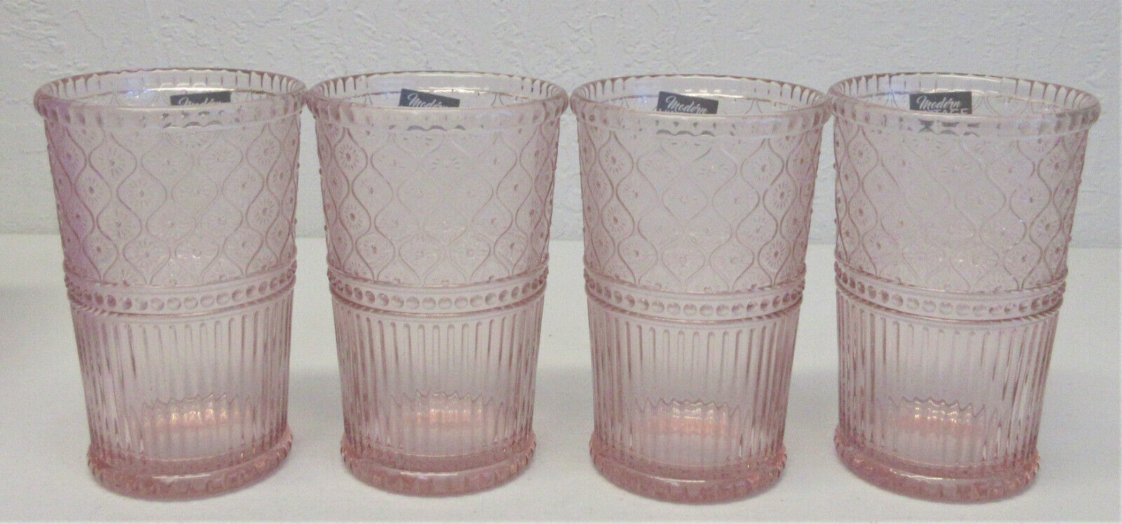 Claro Modern Vintage Godinger Rose Highball Glasses Set of Four Glassware
