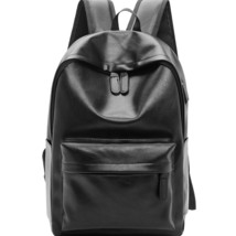 Business Casual BackpaTravel Bag Black PU Leather Men's Shoulder Bags Teenage Ba - $71.55
