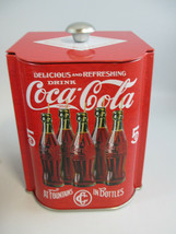 Coca-Cola Sloped Tea Caddy Tin Canister Red At Fountains In Bottles - $7.92