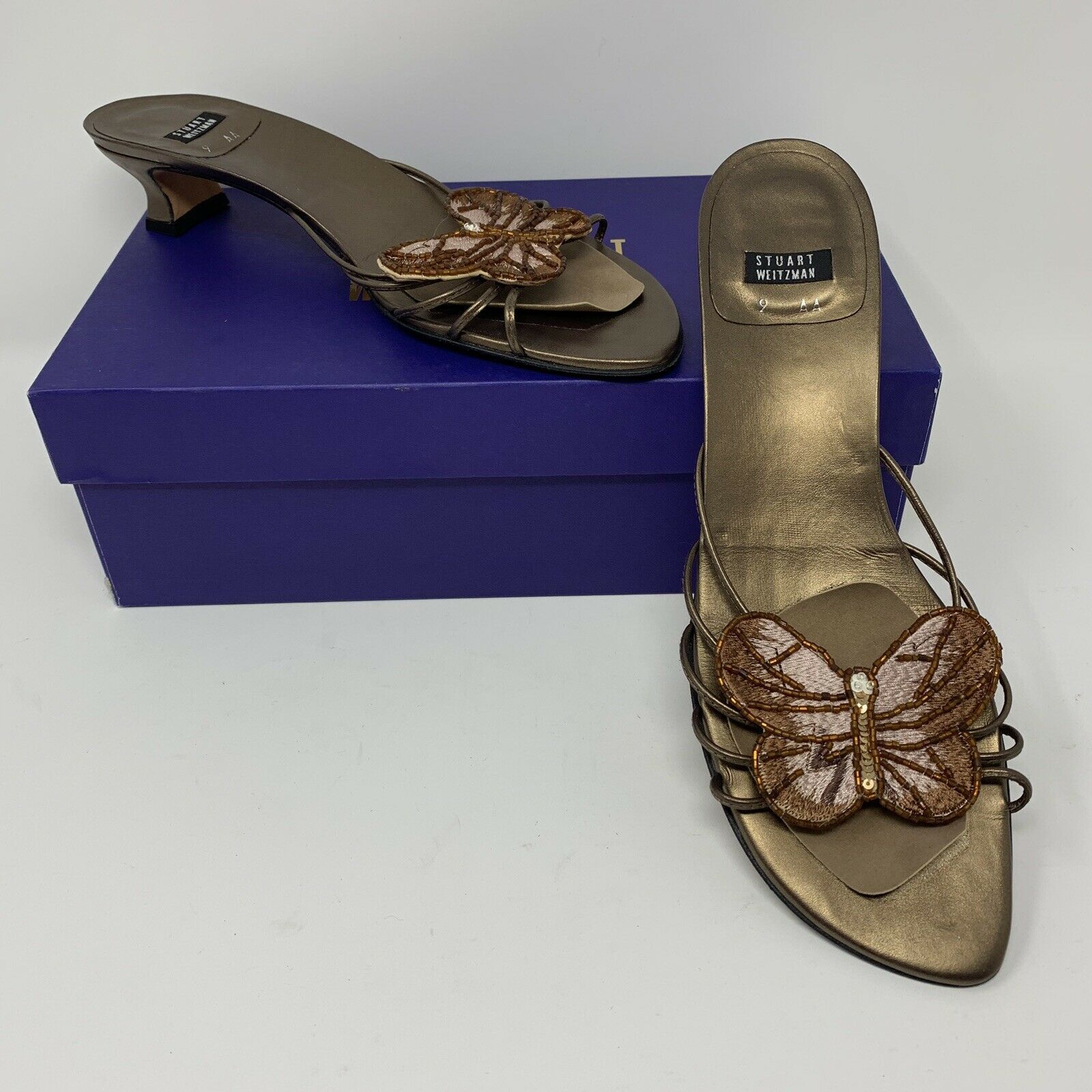bronze sandals low heel