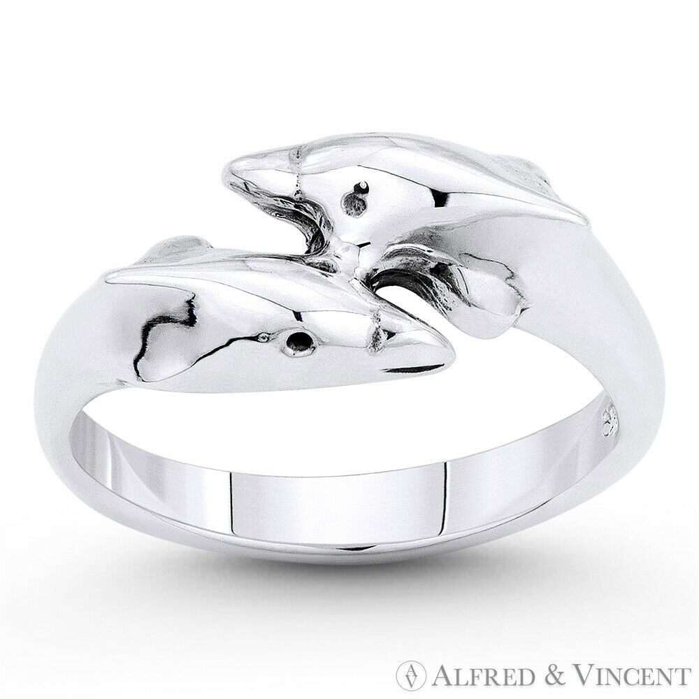 Dolphin Couple Love & Loyalty Charm Bypass Ring in Oxidized .925 ...