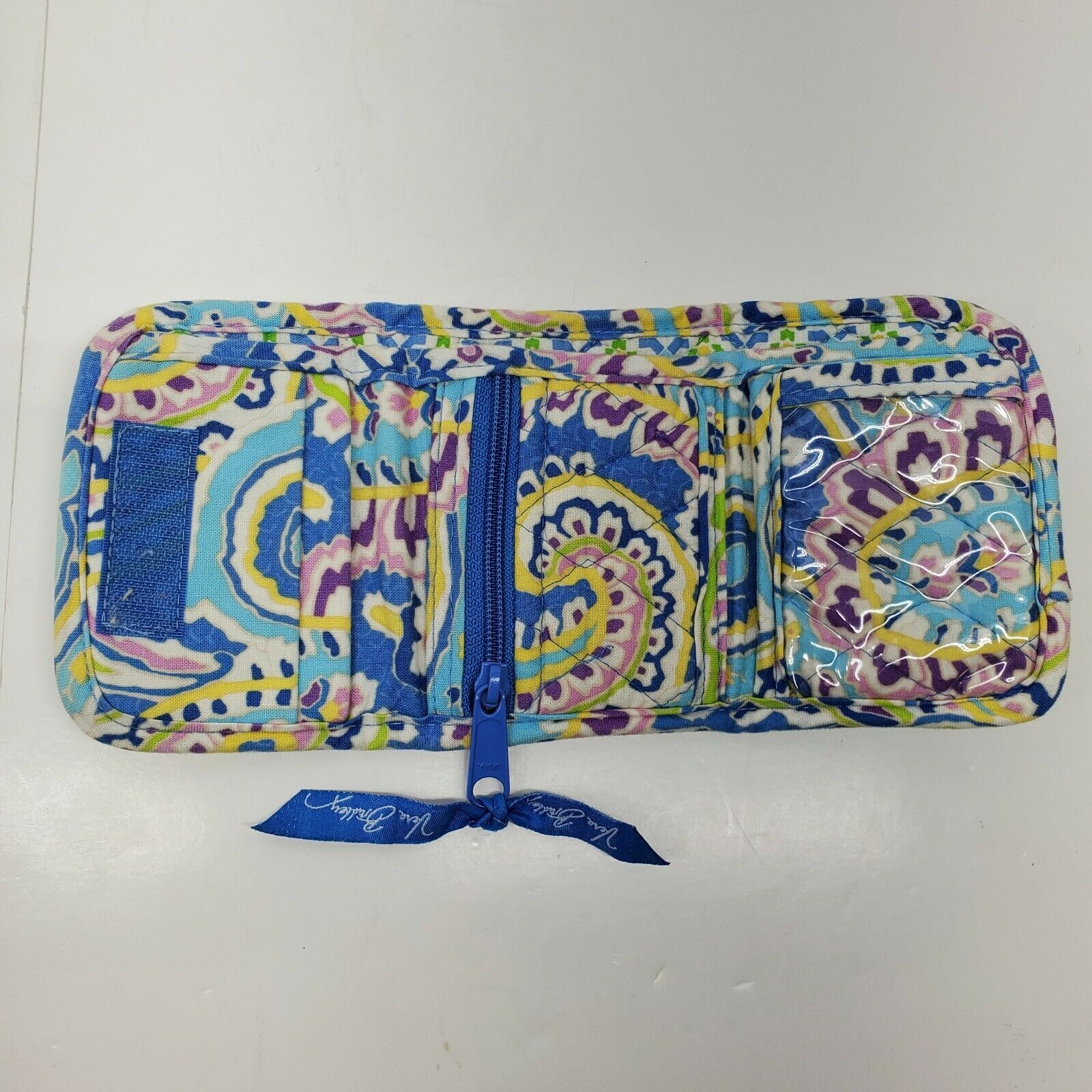 Vera Bradley Blue Paisley Trifold Wallet Small Cotton Women's Bags
