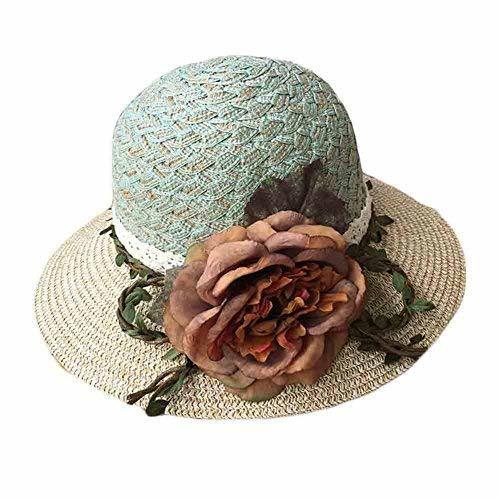 PANDA SUPERSTORE Women's Summer Sun Hat Folding Straw Hat Stylish Bucket Hat Bea