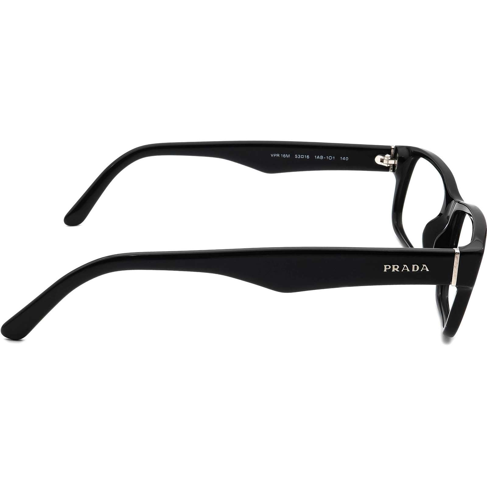 Prada Eyeglasses VPR 16M 1AB-1O1 Black Rectangular Frame Italy 53[]16 ...