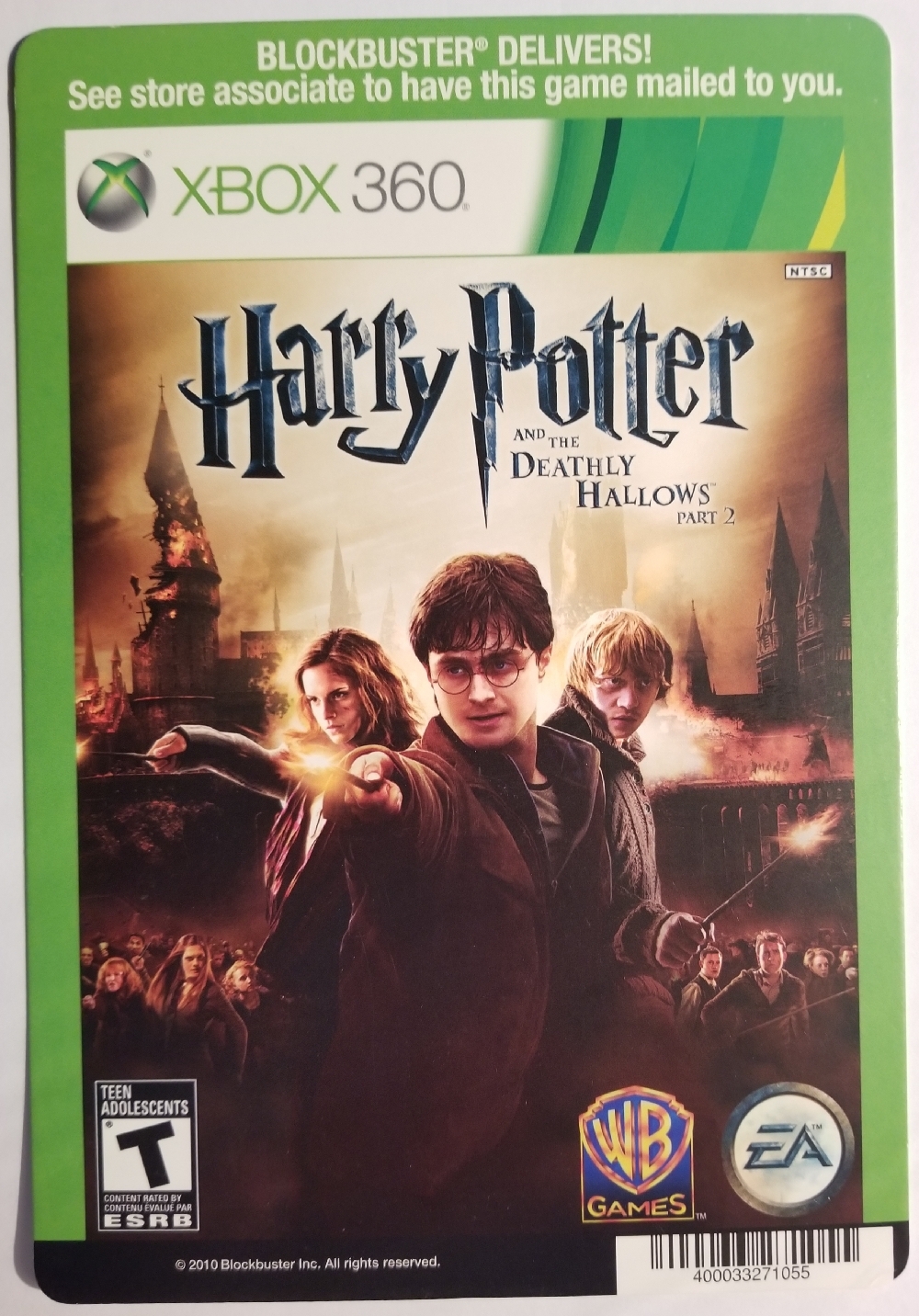 Xbox 360 Harry Potter Blockbuster video game backer card mini poster