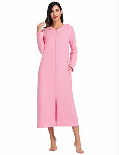 Women Soft Sleepwear Summer House Robes Zipper Lightweight Dressing ...