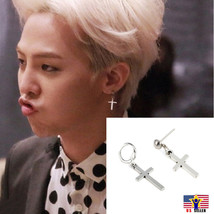 Bigbang G-Dragon Kpop BTS Bangtan Hoop Cross Drop Dangle Ear Studs Earrings - $3.98+