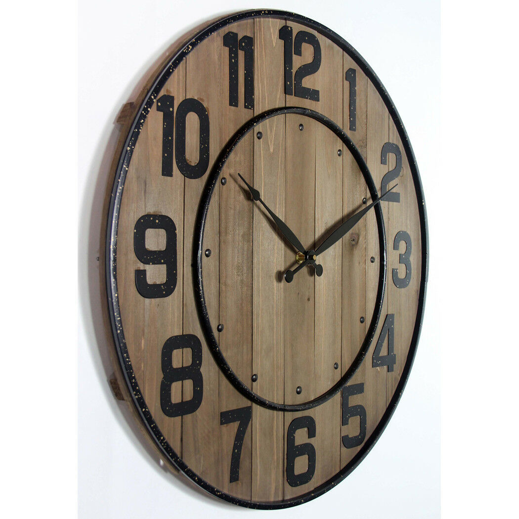 Wine Barrel Wall Clock Large Oversized 24 inches Clock by Infinity
