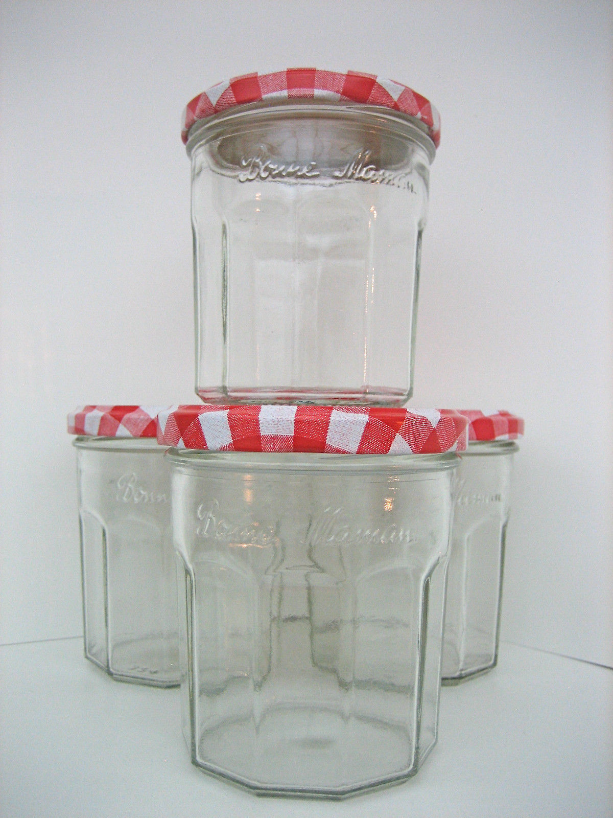 4 Bonne Maman Empty Jam Jelly Glass Jars & Lids Other Craft Storage