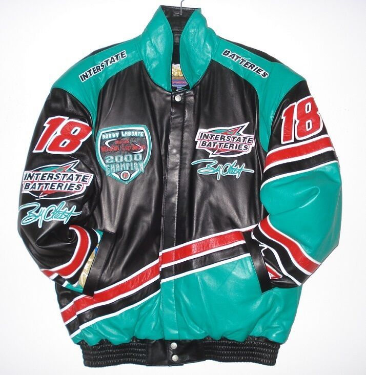 Primary image for Nascar Interstate Batteries Lambskin Champion Leather Hand made Jacket XL