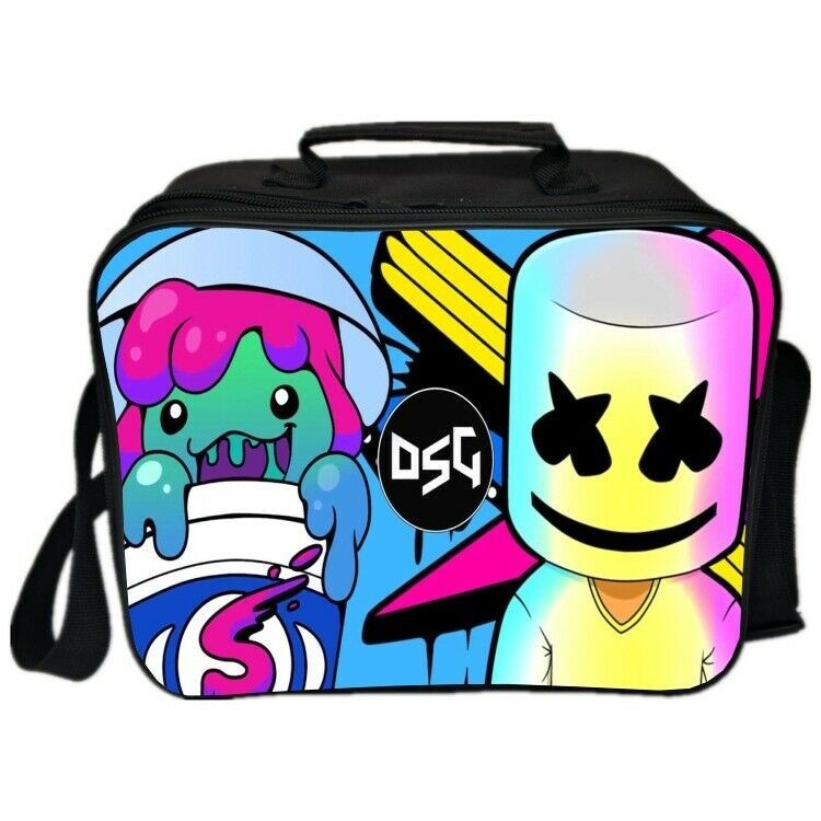 DJ Marshmello Insulated Lunch Bag Portable Lunchbox Kids School Food
