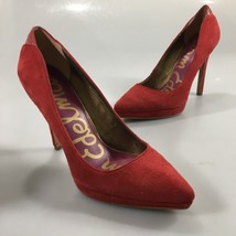 Sam Edelman 5.5 M Celia Red Suede Leather 4&quot; Spike Stiletto Heels Pumps ... - $37.73