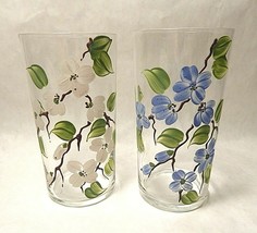 Federal Glass Hand Painted Flower Tumblers set of 2 - $14.99