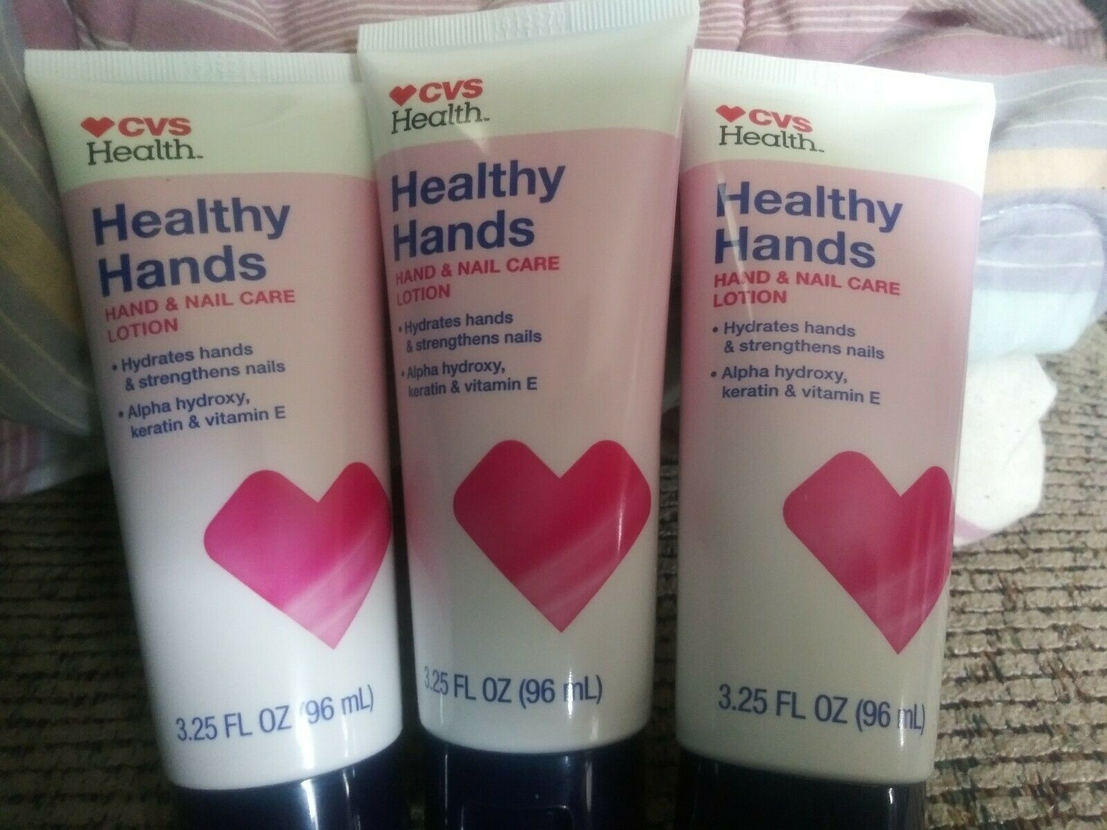 3x CVS Healthy Hands Hand & Nail Care Lotion Keratin w/ Vitamin E 3.25 oz ea. Hand Creams