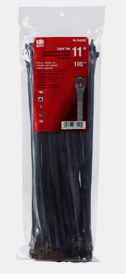 Gardner Bender 11 Black CABLE TIE 100 Pack UV Resistant Nylon Secure 46-310UVB