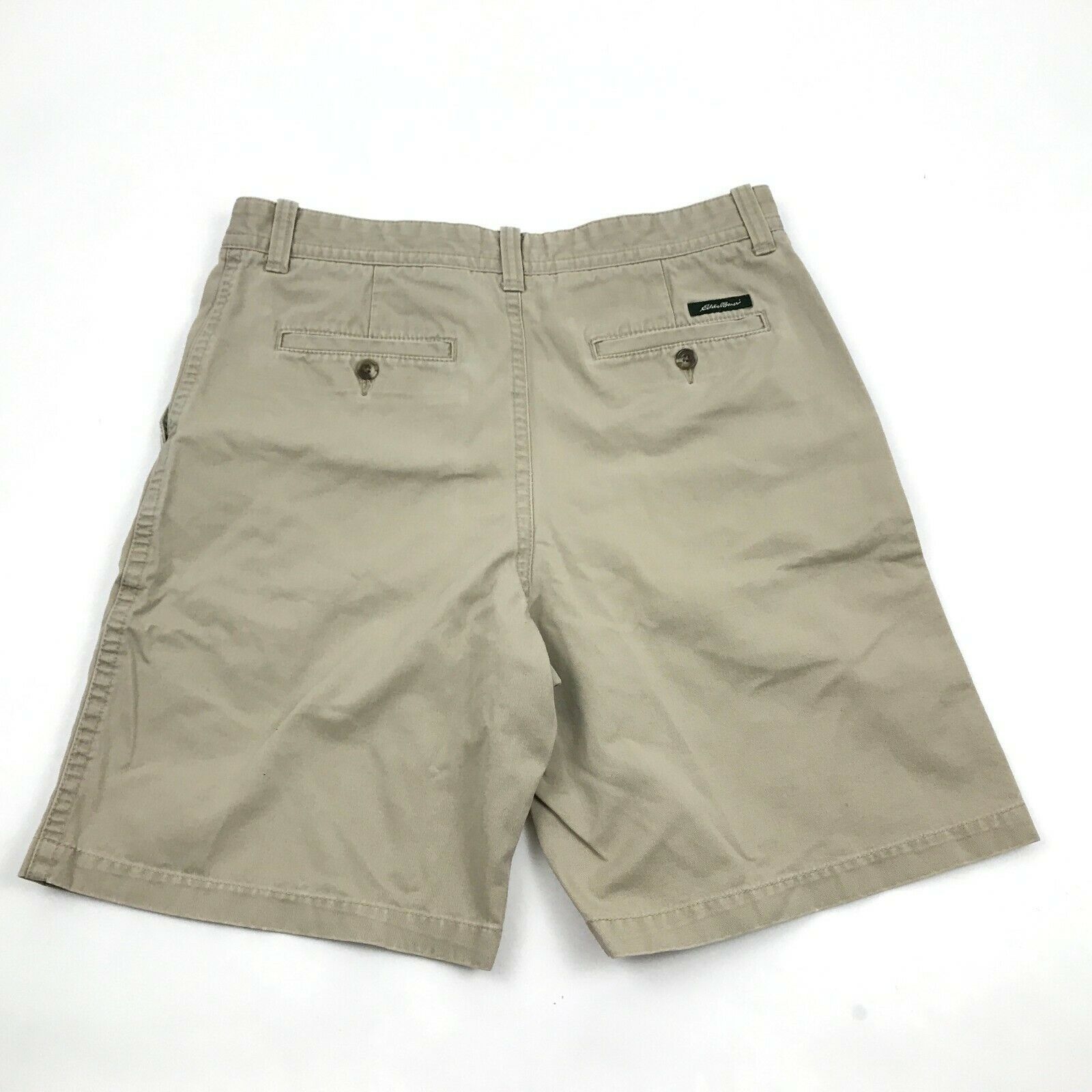 Eddie Bauer Chino Shorts Mens Size 32 Waist Khaki Tan Flat Front Sand ...